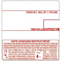 LCR8040-36 ALL RED Printing Scale Label, 58 x 60 mm, UPC/Safe Handling, 36 Rolls of 500 Labels